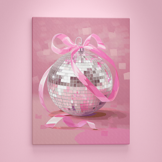 A Disco Ball with Pink Ribbon - Painting Wiz Kit