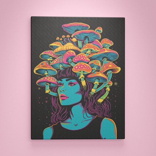 An Attractive Woman with Psychedelic Mushroom  - Painting Wiz Kit