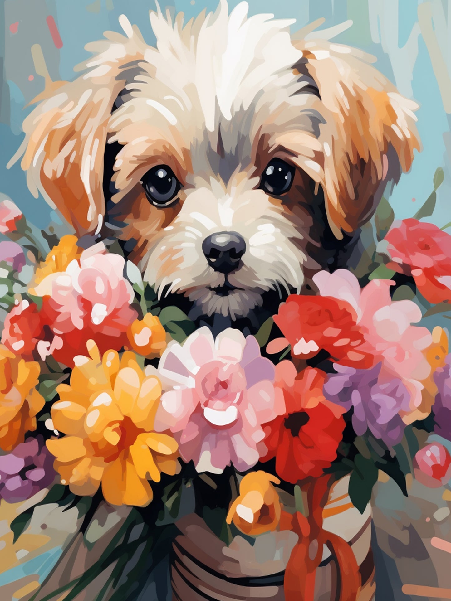 Cutest Puppy With Bunch of Flower - Painting Wiz Kit