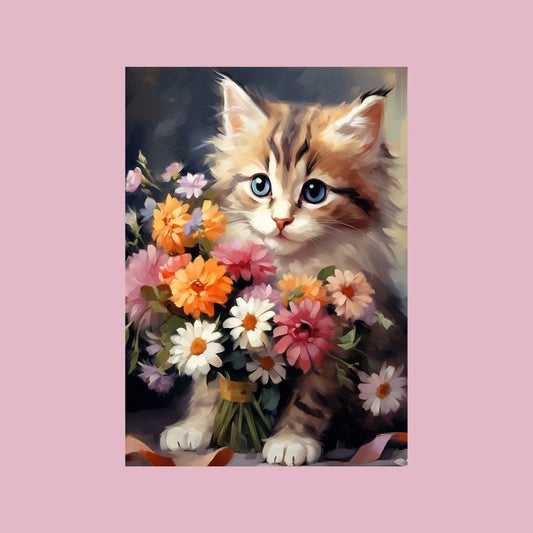 Baby Cat with Bunch of Flowers - Painting Wiz Kit