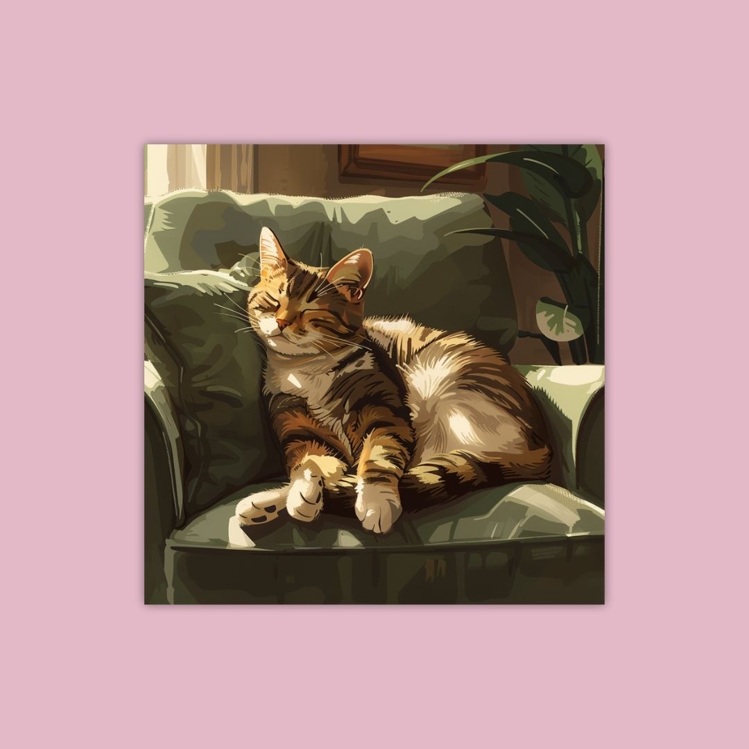 Cute And Cozy Cat Scene Cat Sitting  - Painting Wiz Kit