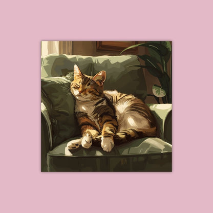 Cute And Cozy Cat Scene Cat Sitting  - Painting Wiz Kit