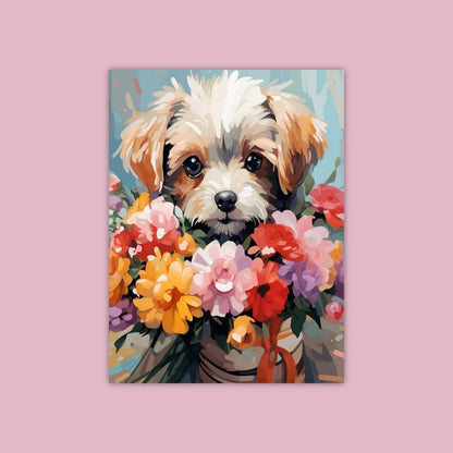 Cutest Puppy With Bunch of Flower - Painting Wiz Kit