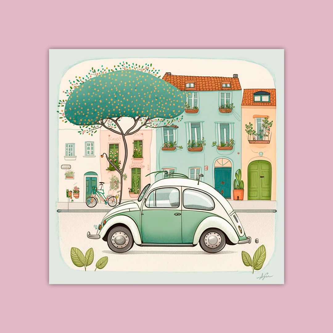 Green Colored Car With Green Surrounding - Painting Wiz Kit